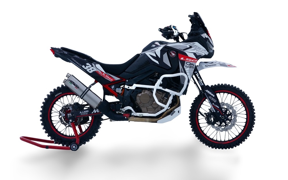 Scarico GPR compatibile con  Honda Crf 1100 L Africa Twin 2020-2024, Dual Inox, Scarico omologato, silenziatore con db killer estraibile e raccordo specifico