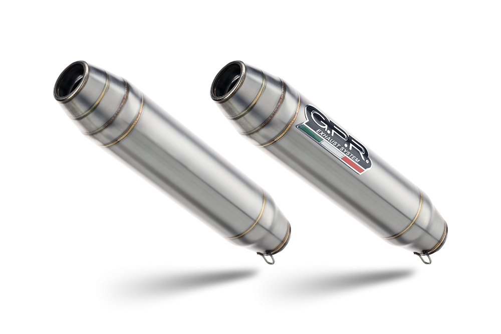 Scarico GPR compatibile con  Aprilia Shiver 900 2017-2020, Deeptone Inox, Coppia di silenziatori di scarico racing, con raccordo, articolo senza omologazione