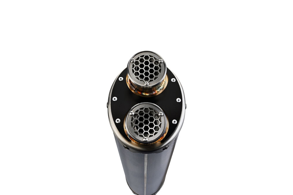 Scarico GPR compatibile con  Suzuki V-STROM DL 800 DE - SE 2023-2025, Dual Poppy, Scarico omologato, silenziatore con db killer estraibile e raccordo specifico
