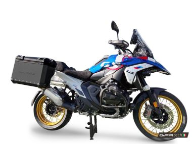 GPR TECH compatible with  GPR TECH Pair of side cases aluminum made, black color with specific pannier holder Pair of side cases aluminum made, black color with specific pannier holder Capacity 38 LT. + 38 LT.