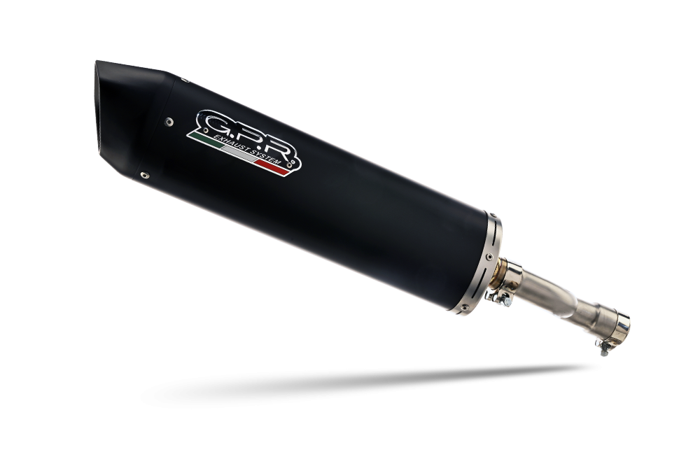 Scarico GPR compatibile con  Aprilia Leonardo 125 1996-2006, Furore Nero, Scarico completo racing, fornito con db killer estraibile e collettore, non conforme per uso stradale