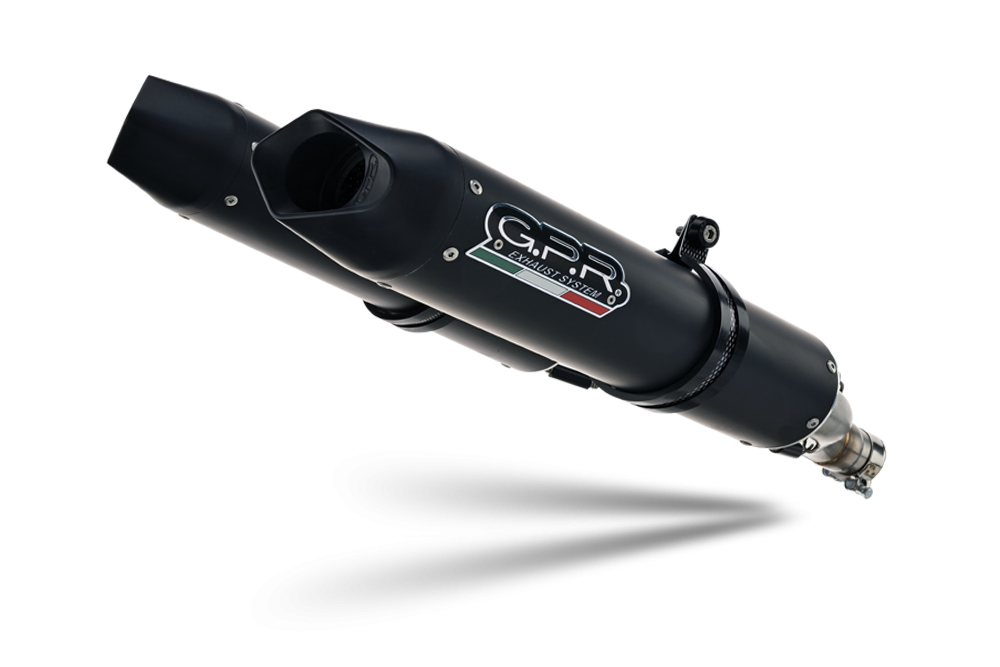 Scarico GPR compatibile con  Aprilia Dorsoduro 750  2008-2016, Furore Nero, Coppia di silenziatori di scarico racing, con raccordo, articolo senza omologazione