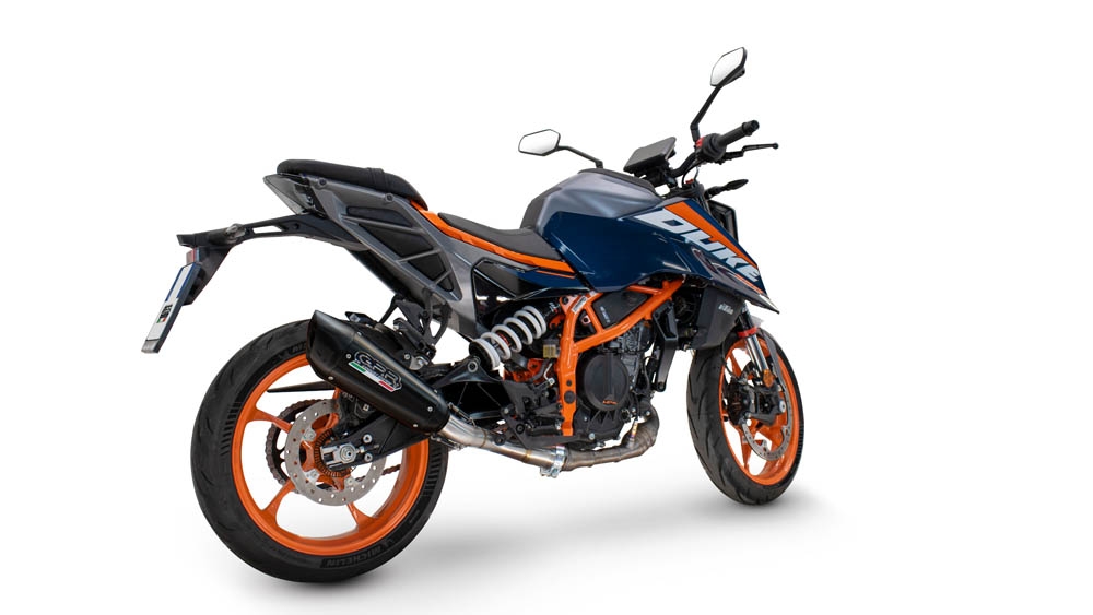 GPR pot echappement compatible avec  Ktm Duke 390 2024-2025, GP-Revo Black Titanium, Échappement légal, homologué,silencieux avec db killer amovible et tuyau de liaison spécifique 
