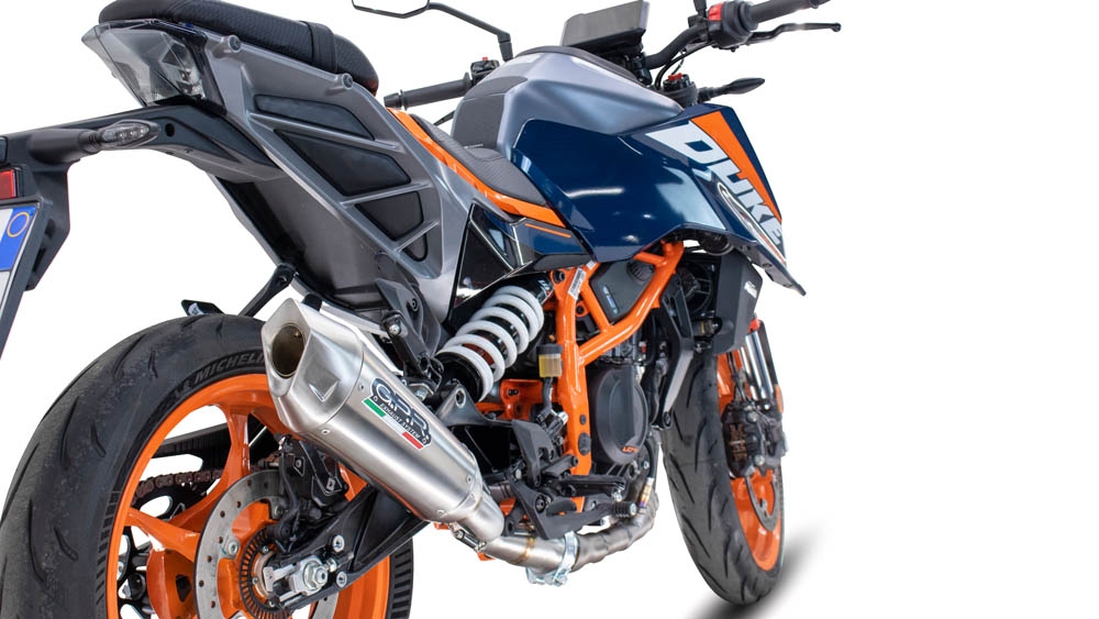 GPR pot echappement compatible avec  Ktm Duke 390 2024-2025, GP-Revo Titanium, Échappement légal, homologué,silencieux avec db killer amovible et tuyau de liaison spécifique 