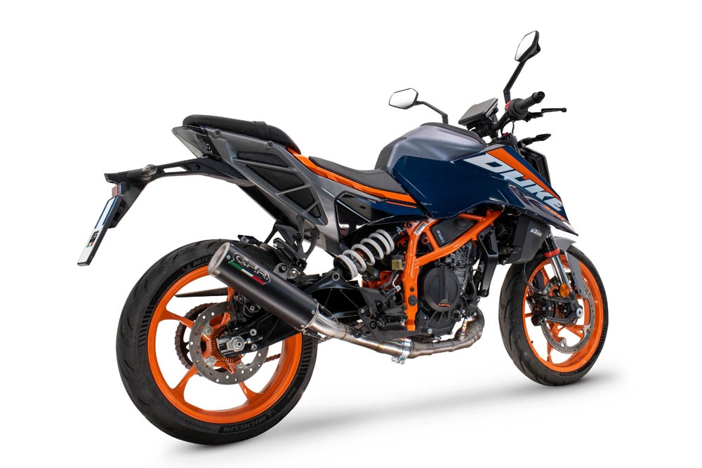 Scarico GPR compatibile con  Ktm Duke 200 2024-2025, M3 Black Titanium, Scarico omologato, silenziatore con db killer estraibile e raccordo specifico
