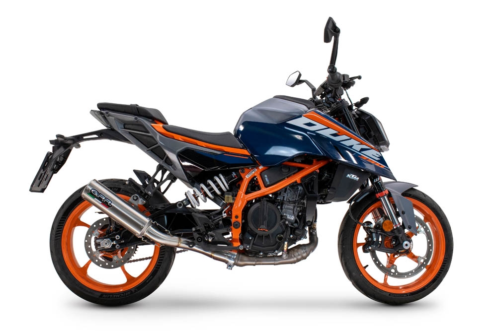 Scarico GPR compatibile con  Ktm Duke 200 2024-2025, M3 Inox , Scarico omologato, silenziatore con db killer estraibile e raccordo specifico