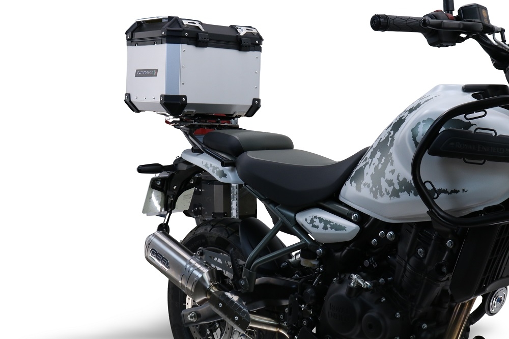 TOP CASE - BAULETTO GPR TECH COMPATABILE CON Royal Enfield Himalayan 450 2024/2025 e5 Plus GPR TECH BAULETTO TOP CASE ALPI-TECH 35 LT. COLORE NERO CON PIASTRA SPECIFICA 