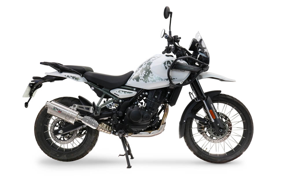 GPR pot echappement compatible avec  Royal Enfield Guerrilla 450  2024-2025, Dune Triovale Titanio, Échappement légal, homologué,silencieux avec db killer amovible et tuyau de liaison spécifique 