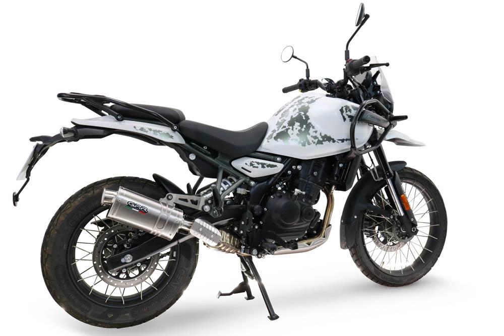 GPR pot echappement compatible avec  Royal Enfield Guerrilla 450  2024-2025, Dune Triovale Titanio, Échappement légal, homologué,silencieux avec db killer amovible et tuyau de liaison spécifique 