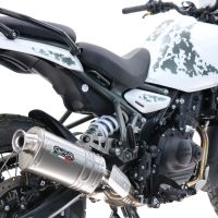 GPR pot echappement compatible avec  Royal Enfield Guerrilla 450  2024-2025, Dune Triovale Titanio, Échappement légal, homologué,silencieux avec db killer amovible et tuyau de liaison spécifique 