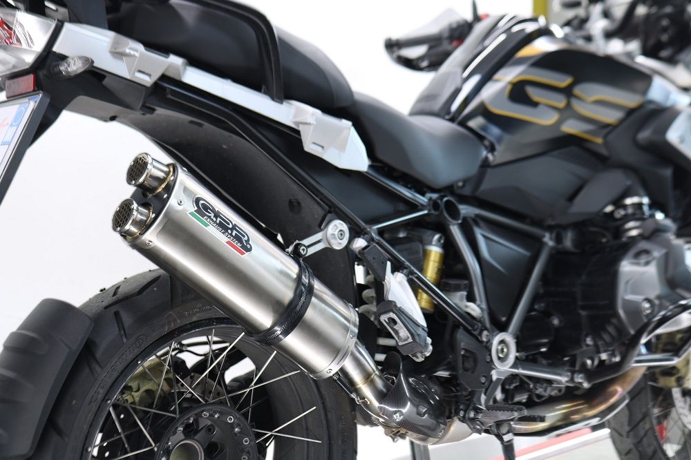 Scarico GPR compatibile con  Bmw R 1250 Gs Adventure 2021-2024, Dual Poppy, Scarico omologato, silenziatore con db killer estraibile e raccordo specifico