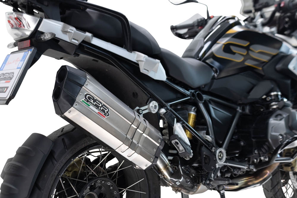 GPR exhaust compatible with  Bmw R 1250 Gs 2021-2024, Hyper Sonic Titanium, Homologated legal slip-on exhaust including removable db killer and link pipe 