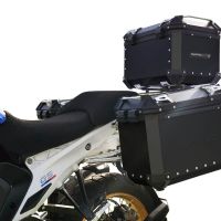 GPR TECH compatible with  GPR TECH TRIPTYCH KIT IN BLACK COLOR, TOP CASE 45 LT + SIDE CASES ALPI-TECH 38 LT. + 38 LT. + GENERAL HOLDER Kit trittico realizzato in colore nero, con Bauletto 45 Lt + Valigie laterali 38 Lt + 38 Lt + portapacchi generale