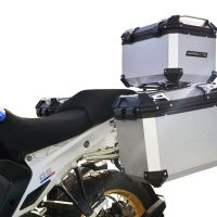 GPR TECH compatible with  GPR TECH Triptych kit made in silver color, with Top case 45 Lt + Side Cases 38 Lt + 38 Lt + general black rack holder Triptych kit made in silver color, with Top case 45 Lt + Side Cases 38 Lt + 38 Lt + general black rack holder 