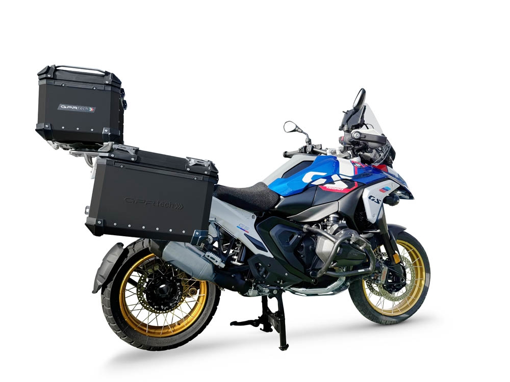 GPR TECH compatible with  GPR TECH Triptych kit made in black color, with Top case 35 Lt + Side Cases 38 Lt + 38 Lt + general rack holder Triptych kit made in black color, with Top case 35 Lt + Side Cases 38 Lt + 38 Lt + general rack holder Top case capac