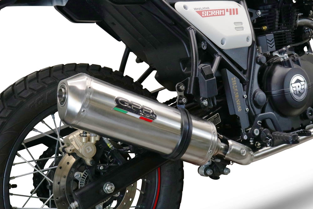 GPR exhaust compatible with  Royal Enfield Scram 411 2022-2024, Satinox , Homologated legal slip-on exhaust including removable db killer, link pipe and catalyst 
