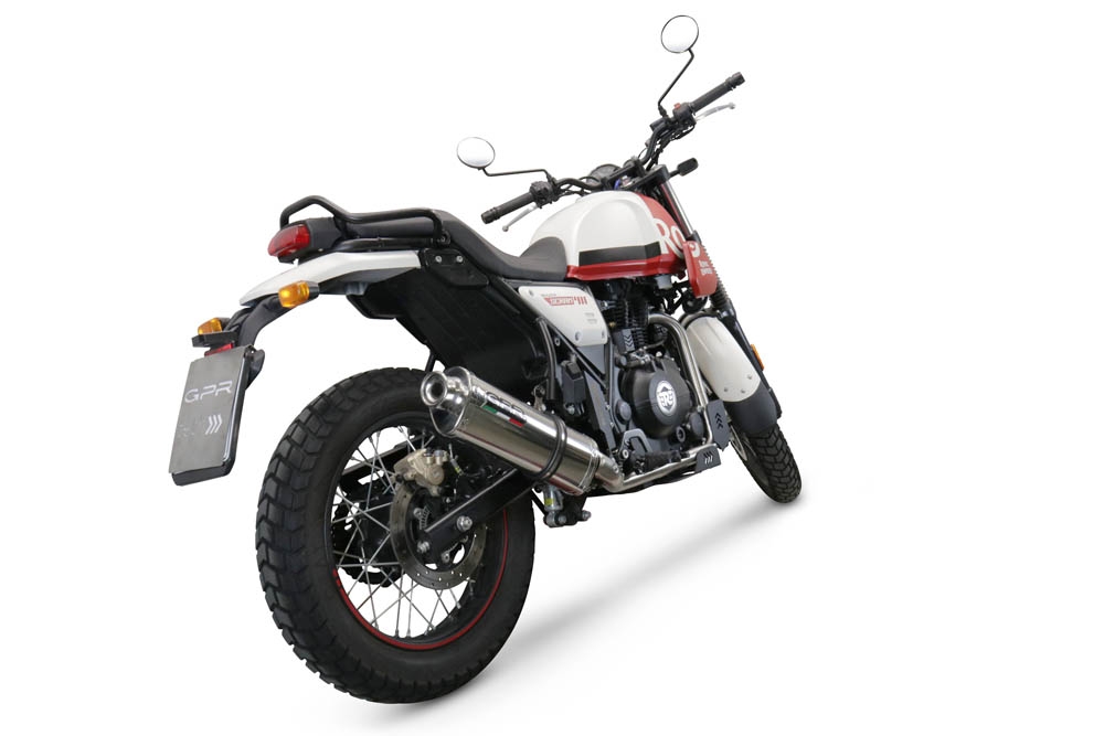 Scarico GPR compatibile con  Royal Enfield Scram 411 2022-2024, Trioval, Terminale di scarico omologato, fornito con db killer estraibile, catalizzatore e raccordo specifico