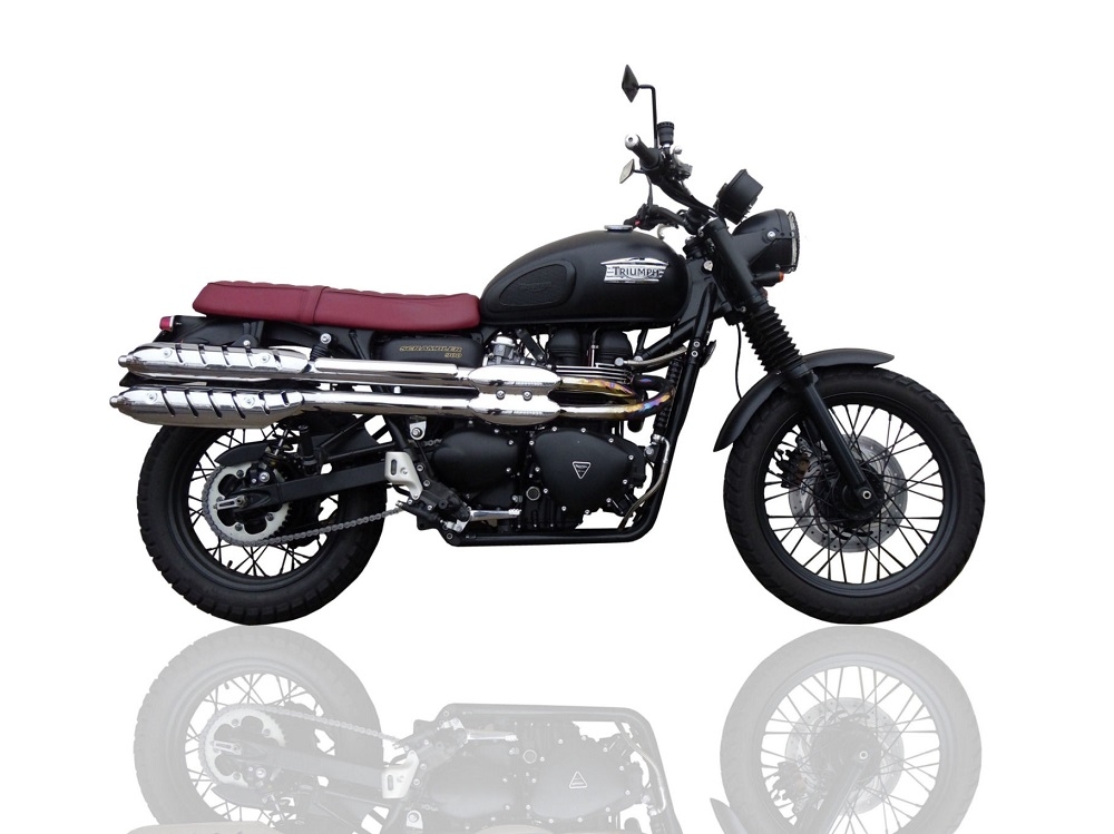 GPR exhaust compatible with  Triumph Scrambler 900 2006-2014, Deeptone Inox, Dual Homologated legal slip-on exhaust including removable db killers and link pipes 