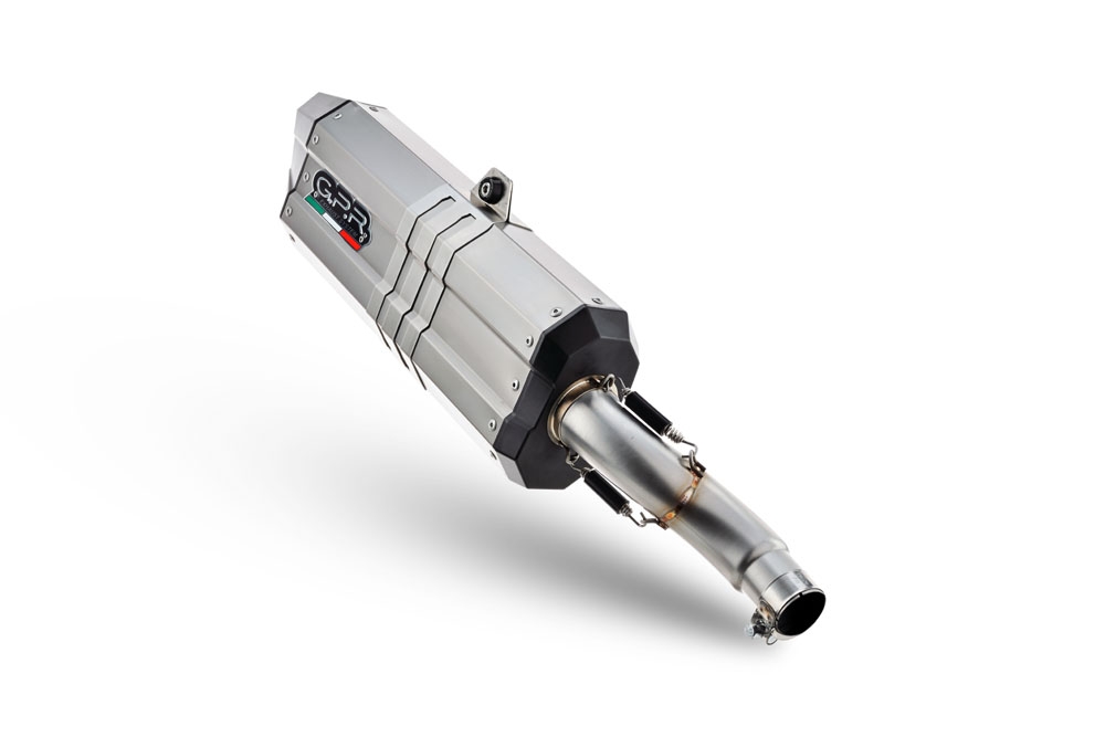 Scarico GPR compatibile con  Bmw F 850 Gs -Adventure 2021-2024, Hyper Sonic Titanium, Scarico omologato, silenziatore con db killer estraibile e raccordo specifico