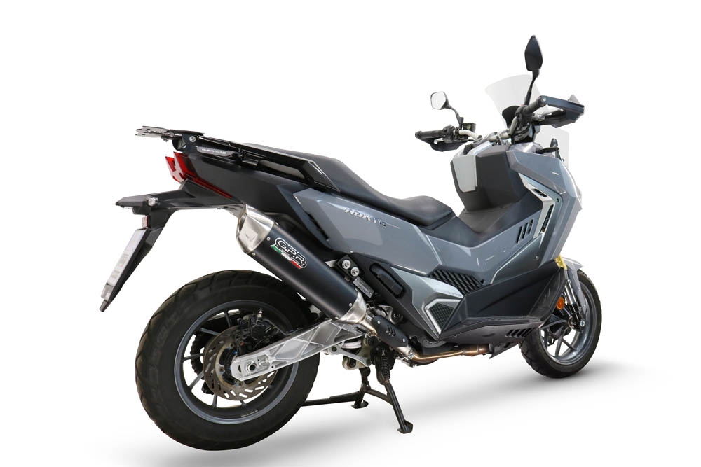 GPR escape compatible con  Sym ADX TG 400 2024-2026, Furore-X Scooter, Escape homologaedo, legal para mercados fuera de la UE, incluido tubo de enlace y db killer extraíble 