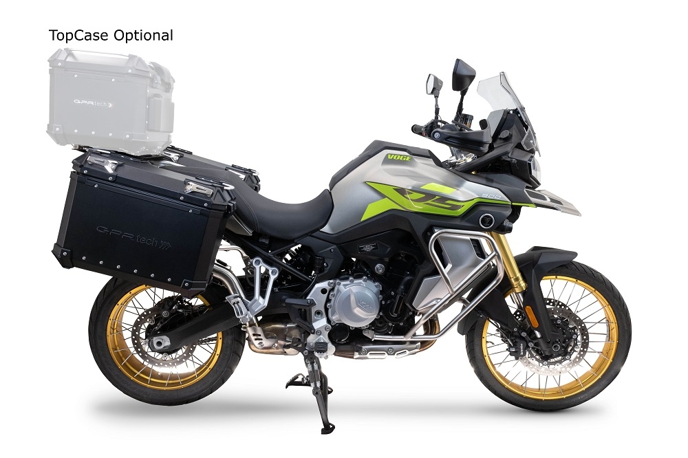 GPR TECH compatible with  GPR TECH Pair of side cases aluminum made with contoured right side, black color with specific pannier black holder Pair of side cases aluminum made with contoured right side, black color with specific pannier black holder Capaci