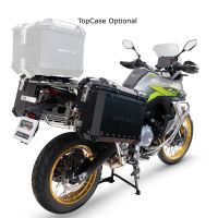 GPR TECH compatible with  GPR TECH Pair of side cases aluminum made with contoured right side, black color with specific pannier black holder Pair of side cases aluminum made with contoured right side, black color with specific pannier black holder Capaci