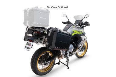GPR TECH compatible with  GPR TECH Pair of side cases aluminum made with contoured right side, black color with specific pannier black holder Pair of side cases aluminum made with contoured right side, black color with specific pannier black holder Capaci
