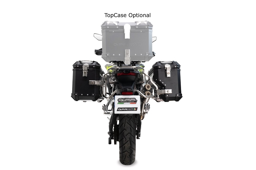 GPR TECH compatible with  GPR TECH Pair of side cases aluminum made with contoured right side, black color with specific pannier black holder Pair of side cases aluminum made with contoured right side, black color with specific pannier black holder Capaci