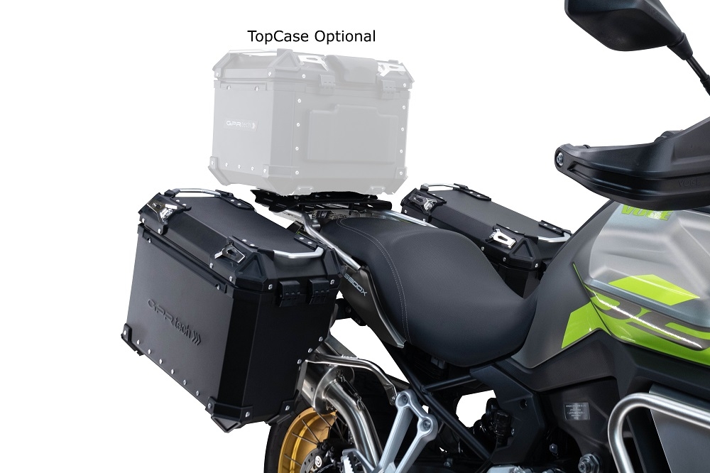 GPR TECH compatible with  GPR TECH Pair of side cases aluminum made with contoured right side, black color with specific pannier black holder Pair of side cases aluminum made with contoured right side, black color with specific pannier black holder Capaci