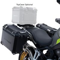 GPR TECH compatible with  GPR TECH Pair of side cases aluminum made with contoured right side, black color with specific pannier black holder Pair of side cases aluminum made with contoured right side, black color with specific pannier black holder Capaci