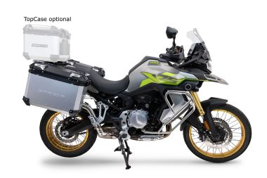 GPR TECH compatible with  GPR TECH Pair of side cases aluminum made with contoured right side, black color with specific pannier silver holder Pair of side cases aluminum made with contoured right side, black color with specific pannier silver holder Capa