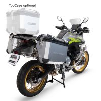 GPR TECH compatible with  GPR TECH Pair of side cases aluminum made with contoured right side, black color with specific pannier silver holder Pair of side cases aluminum made with contoured right side, black color with specific pannier silver holder Capa