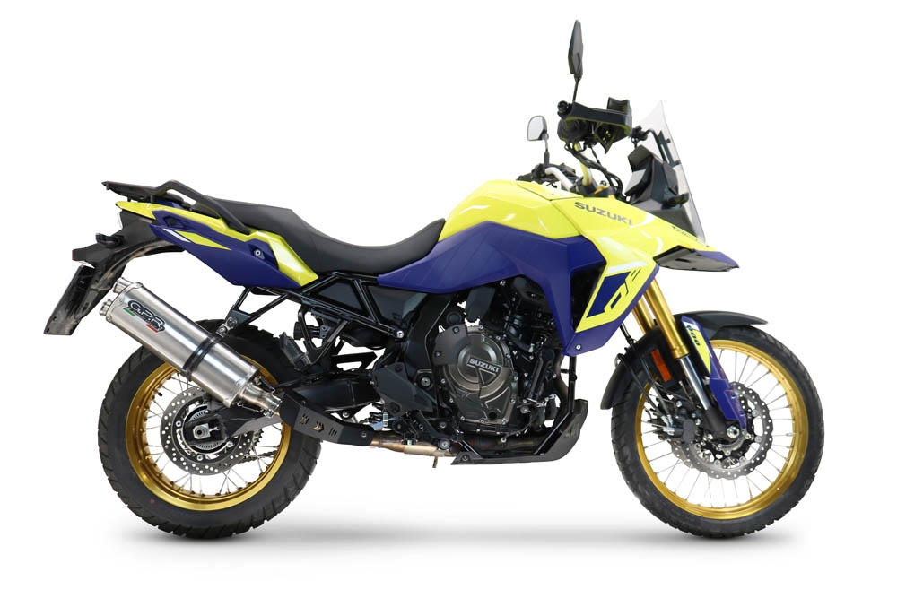 Scarico GPR compatibile con  Suzuki V-STROM DL 800 DE - SE 2023-2025, Dual Inox, Scarico omologato, silenziatore con db killer estraibile e raccordo specifico
