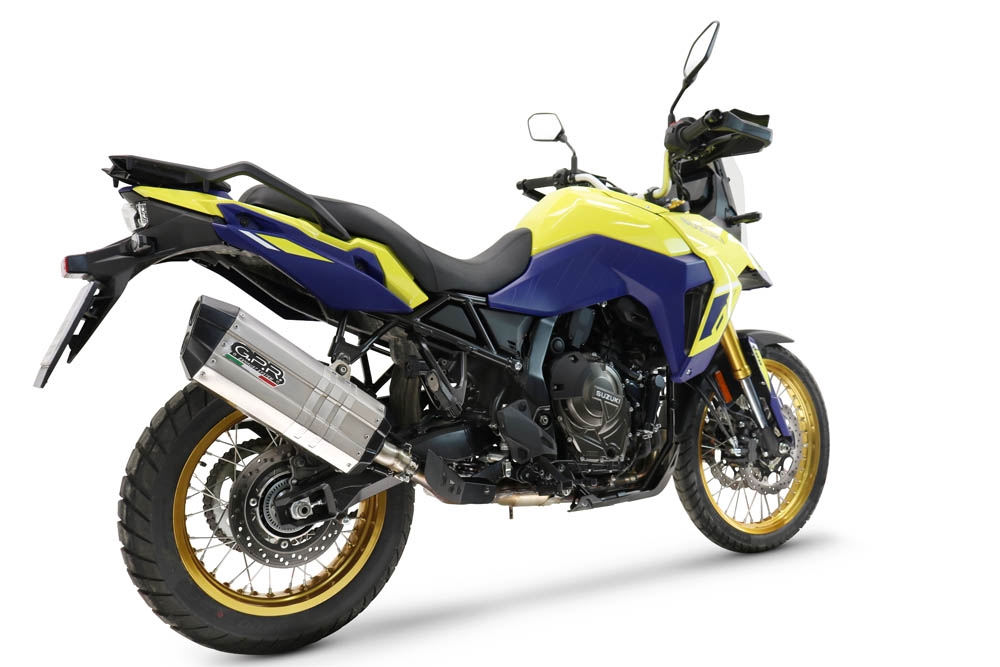 GPR pot echappement compatible avec  Suzuki V-STROM DL 800 DE - SE 2023-2025, Hyper Sonic Titanium, Échappement légal, homologué,silencieux avec db killer amovible et tuyau de liaison spécifique 