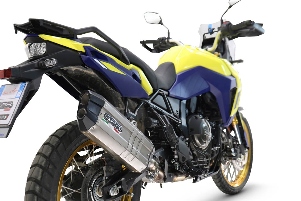 GPR pot echappement compatible avec  Suzuki V-STROM DL 800 DE - SE 2023-2025, Hyper Sonic Titanium, Échappement légal, homologué,silencieux avec db killer amovible et tuyau de liaison spécifique 
