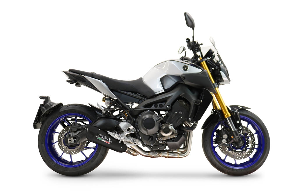 GPR escape compatible con  Yamaha Mt-09 2014-2016, GP-Revo Black Titanium, Silenciador homologado para ruido, escape completo con catalizador y db killer 