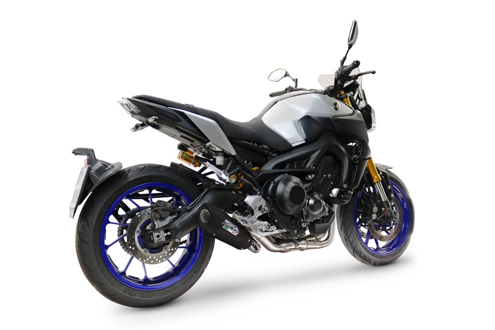 GPR escape compatible con  Yamaha Mt-09 2014-2016, GP-Revo Black Titanium, Silenciador homologado para ruido, escape completo con catalizador y db killer 
