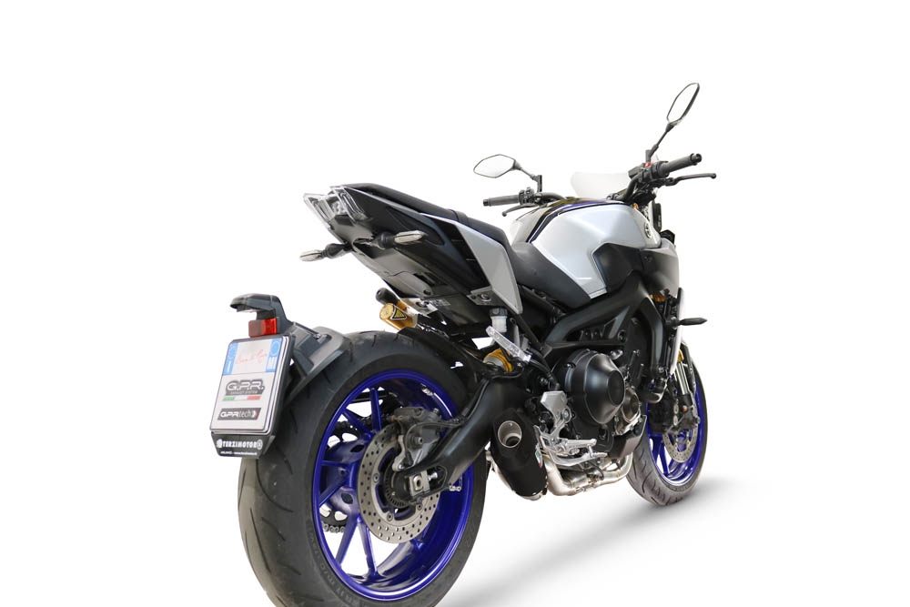 GPR escape compatible con  Yamaha Mt-09 2014-2016, GP-Revo Black Titanium, Silenciador homologado para ruido, escape completo con catalizador y db killer 